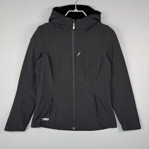 SPYDER Softshell Hooded Jacket Black M‎ Fleece Lined Full Zip Outerwear Casual